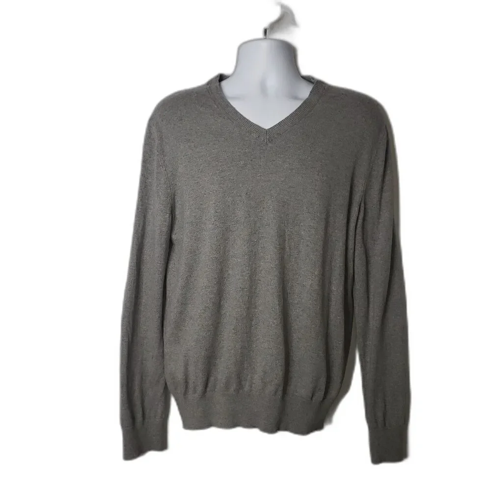 Banana Republic Grey V Neck Cashmere Blend Sweater Mens Size Large